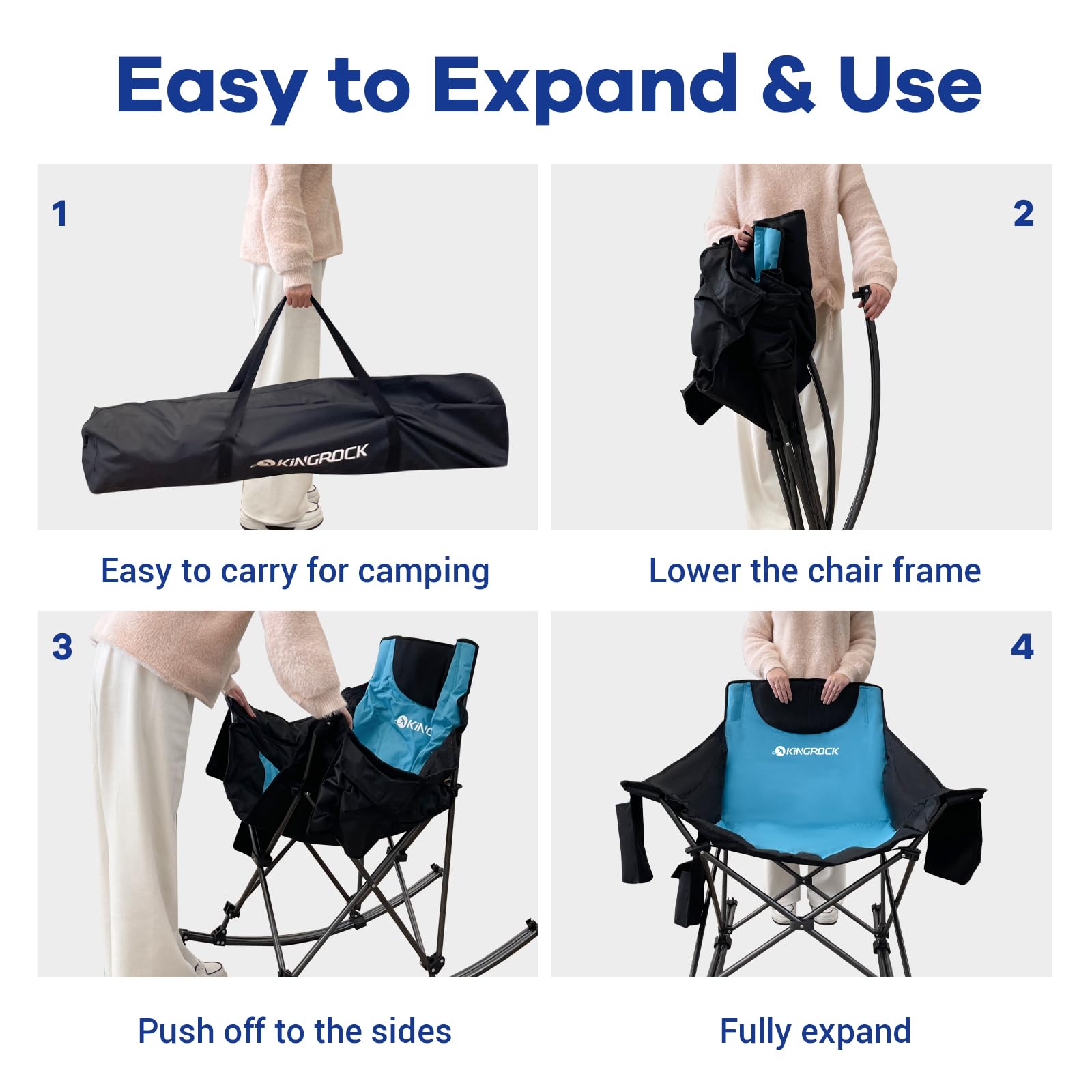 KingRock Chaise De Camping à Bascule Surdimensionnée