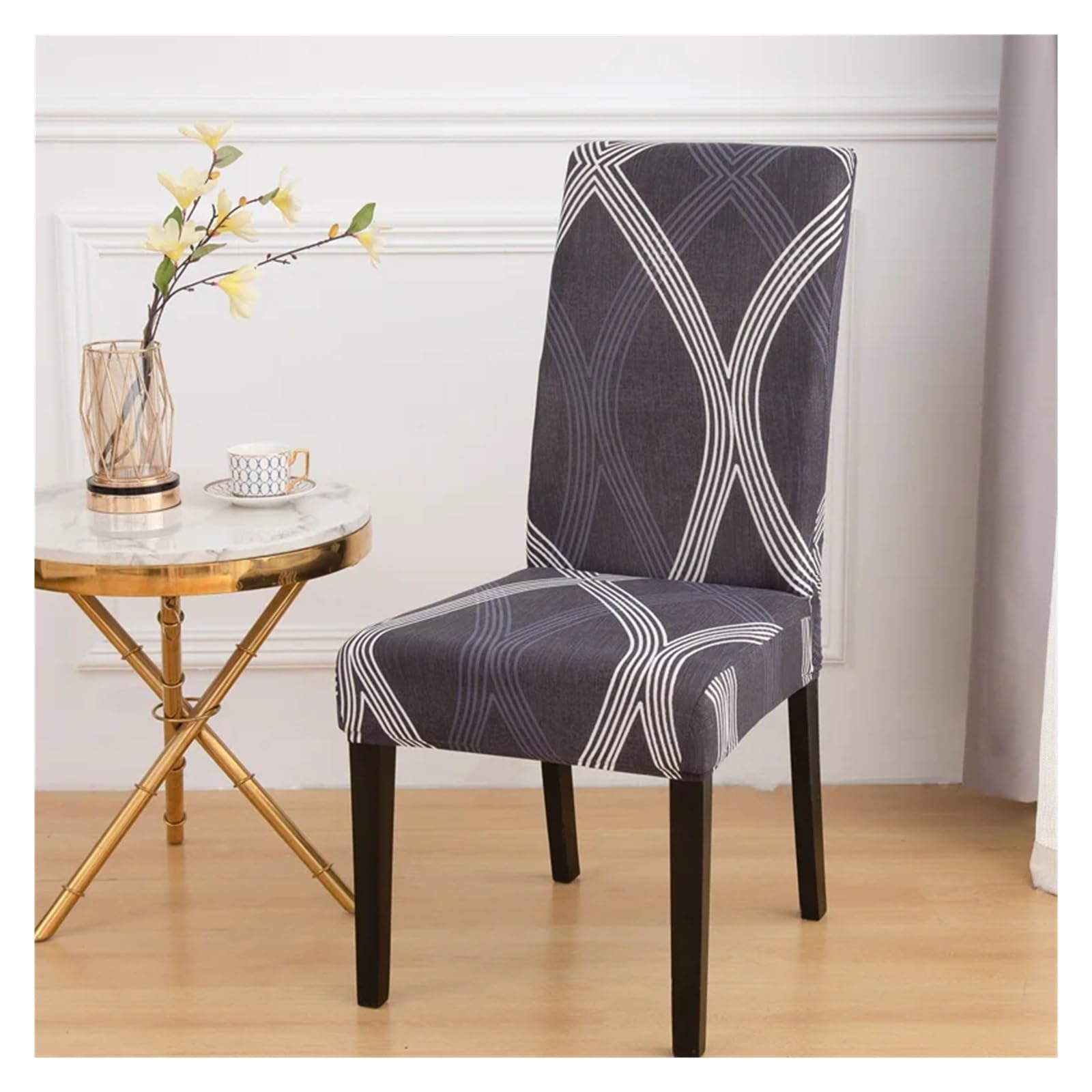 GCYEIDMA Printed Chair Covers 4/6pcs Stretchy Dining Chair Covers with Floral Print - Removable & Machine Washable Slipcovers(L,6PC)