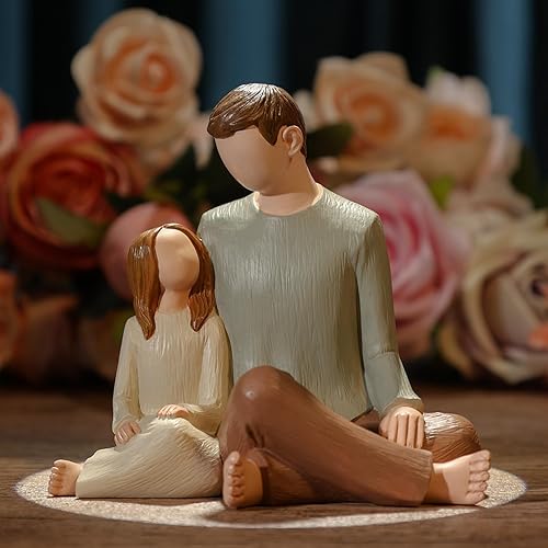 Miniatura 3 de Figuras de padre e hija, estatuas de papá e hija, figuras esculpidas pintadas a mano, regalos para el día del padre, aniversario, cumpleaños