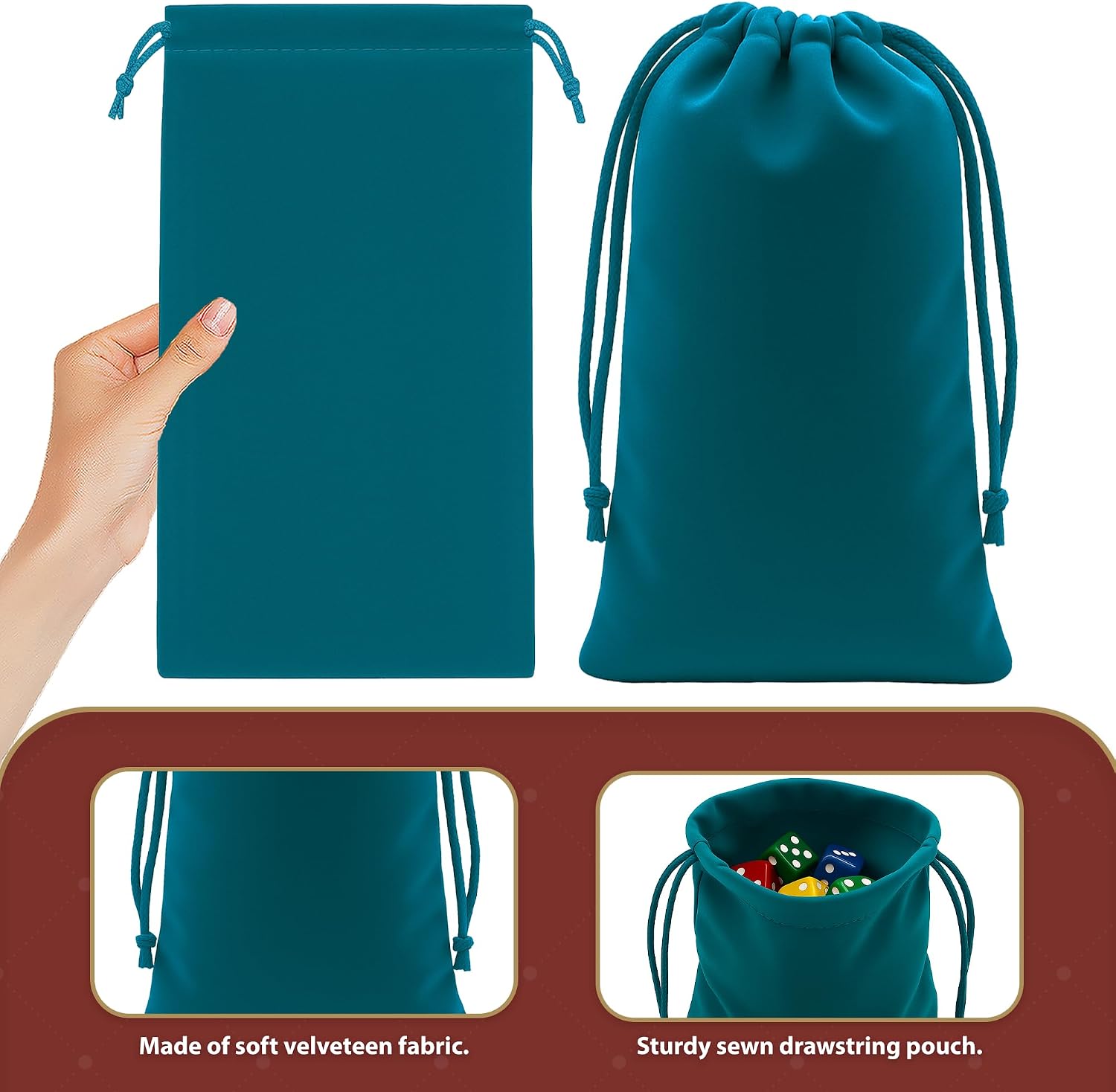 Mandala Crafts 7x15 Teal Velvet Drawstring Bags for Wine Bottle image 2