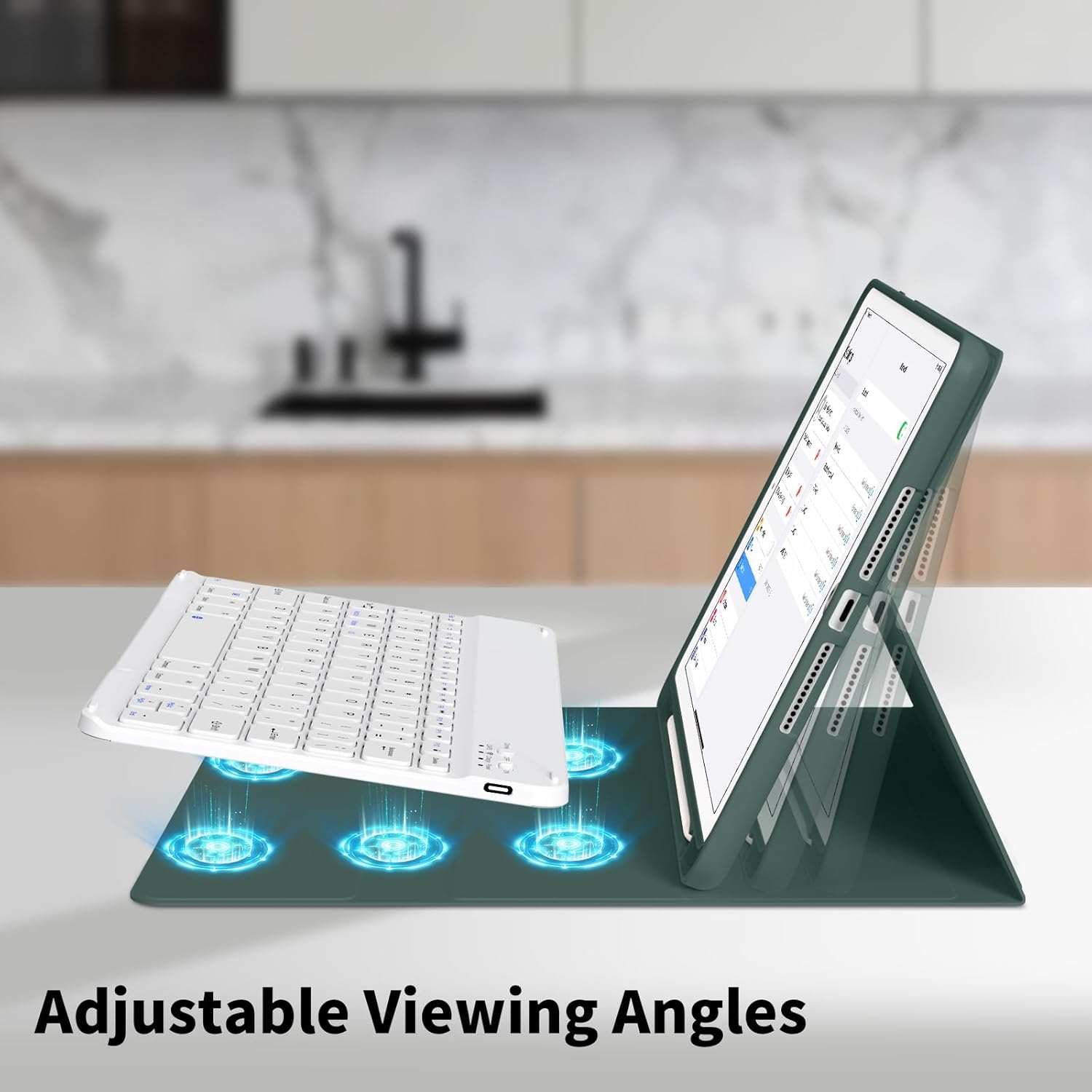 Keyboard Case for iPad 6th / 5th Generation (2018 2017 Model), 9.7 inch Keyboard Case for iPad Air 2/Air with Pencil Holder, Auto Wake Sleep, Dark Green - Image 3