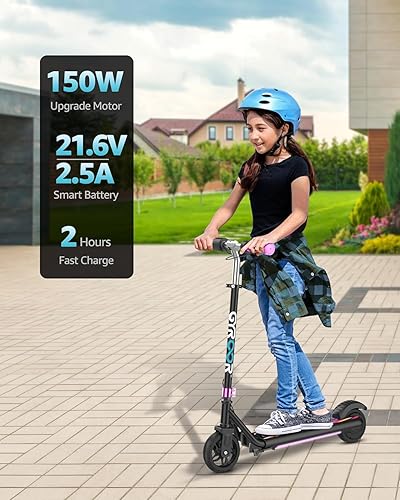 Miniatura 2 de Gyroor H30 Max Scooter eléctrico para niños, pantalla LED, potente motor de 150 W, sistema de freno doble, altura y velocidad ajustables