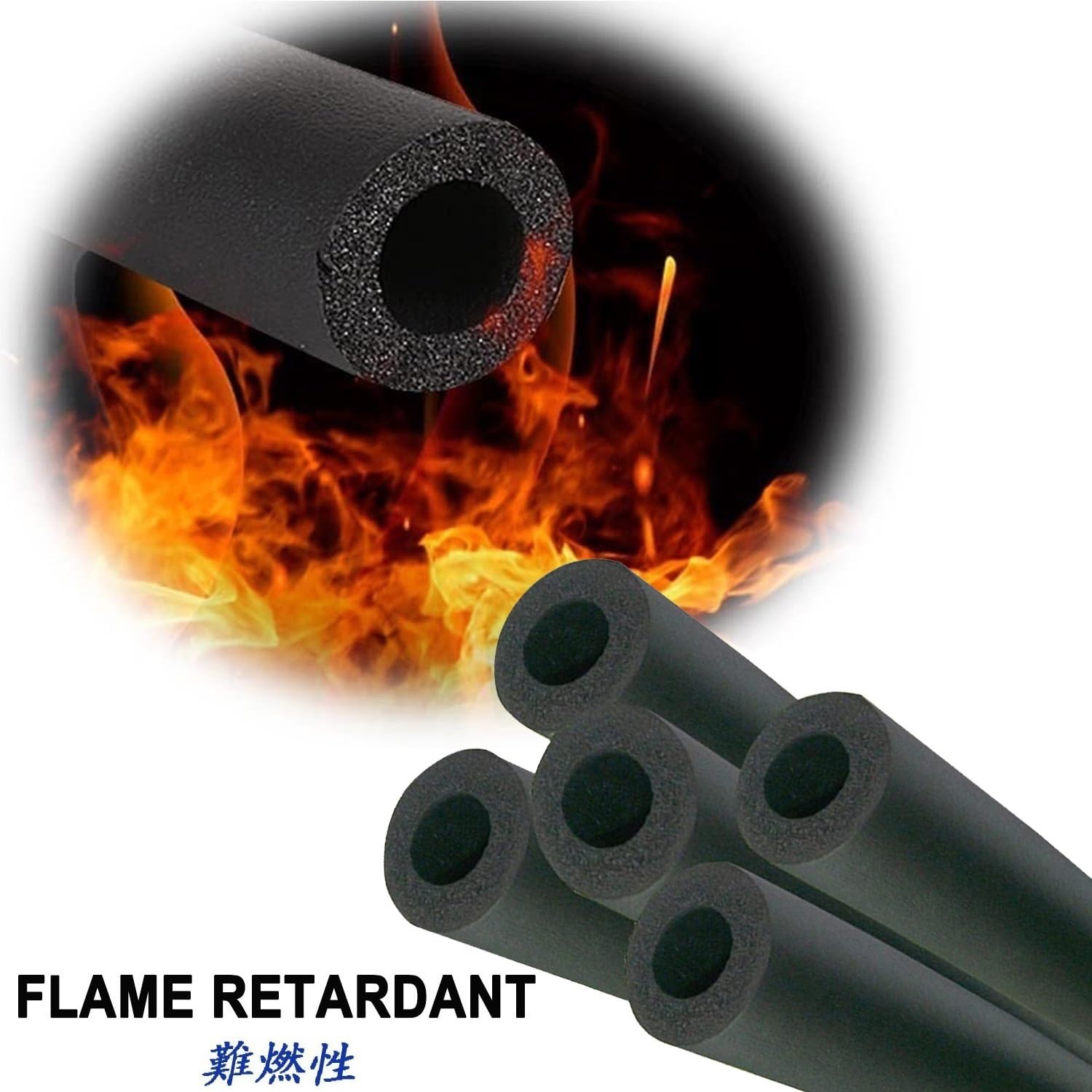 tubo isolante in schiuma, Tubo in schiuma isolante for tubi da 1,9 m/6,2 piedi Nero(Id20mm,T25MM*L190CM)