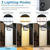 Vista 5 de deerdance Letrero de dirección solar, letrero de números de casa para exteriores 3 temperaturas de color, números de dirección de alto brillo, 300