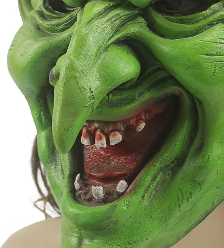 Miniatura 4 de Máscara de bruja de monstruo verde, disfraz de alienígena de terror, para mujeres y hombres, fiesta de Halloween, cosplay de miedo, máscara de diablo