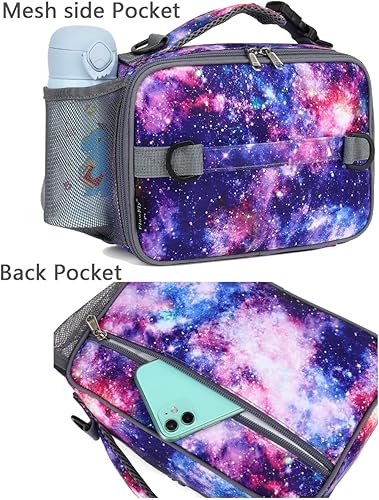 Miniatura 15 de FlowFly - Lonchera para niños, lonchera escolar aislante duradera con correa para el hombro y soporte para botellas, bolsa térmica pequeña