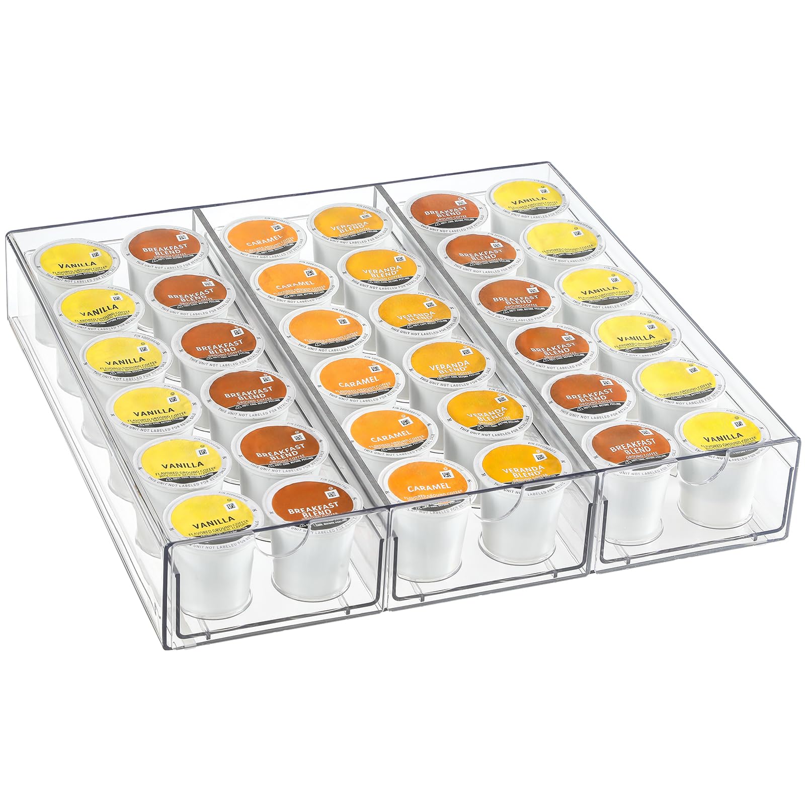 Clear Acrylic Coffee Pod Holder Organizer for K CUP, 36 Pods Storage for Kpods on Counter, Under Coffee Maker Countertop Drawer Organizer for KCUP, for Keurig Pod - Sturdy & Food Grade