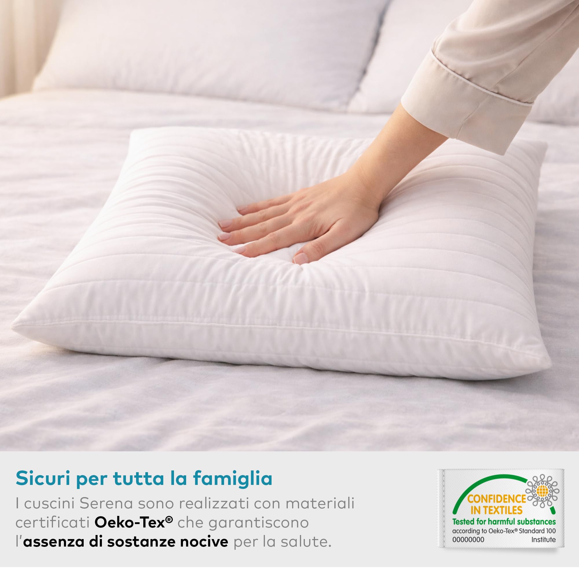 Deshome Serena – Coppia di Cuscini 45x45 cm, Cuscini Arredo e Letto, Guanciali Memory Foam a Fiocchi, Morbidi e Traspiranti, Cuscino per Dormire, Rivestimento Trapuntato, Made in Italy