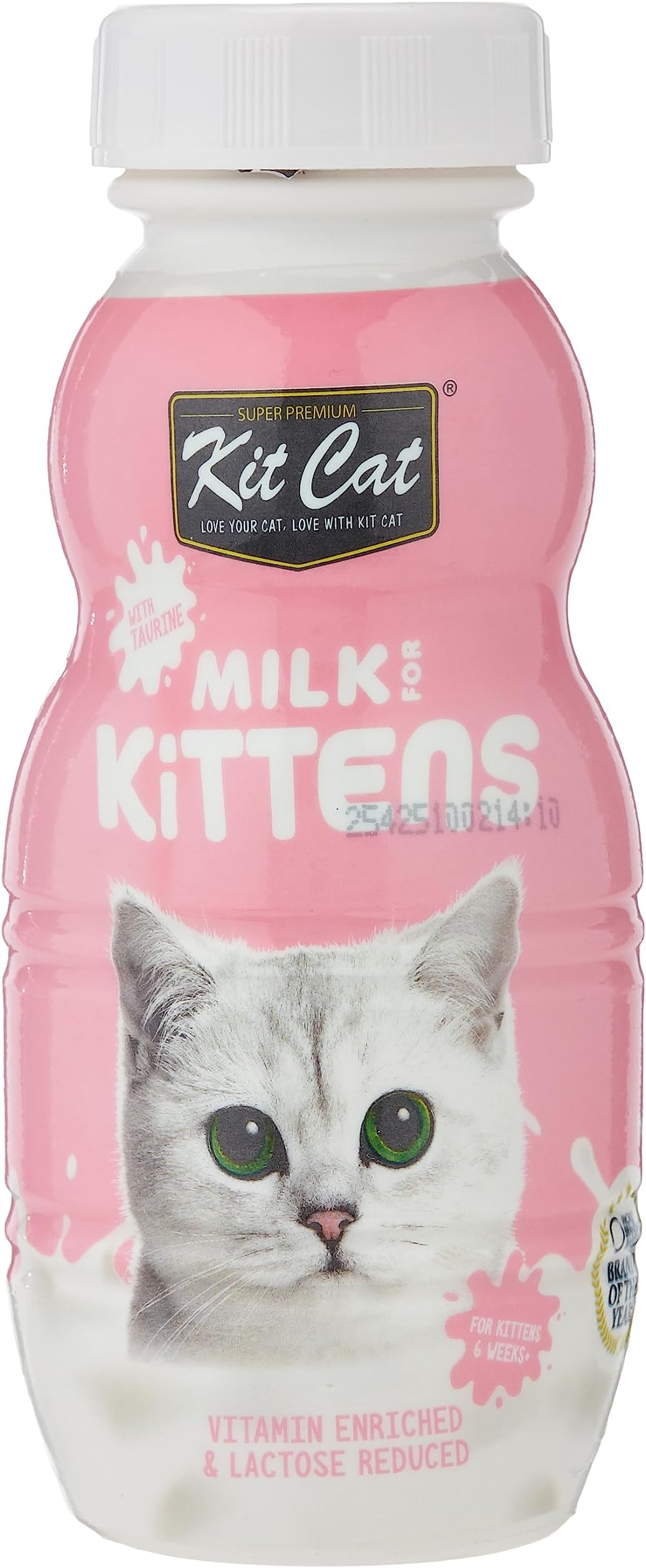KitCat Milk For Kittens Vitamin Enriched and Lactose Reduced, 250ml, Pink, white