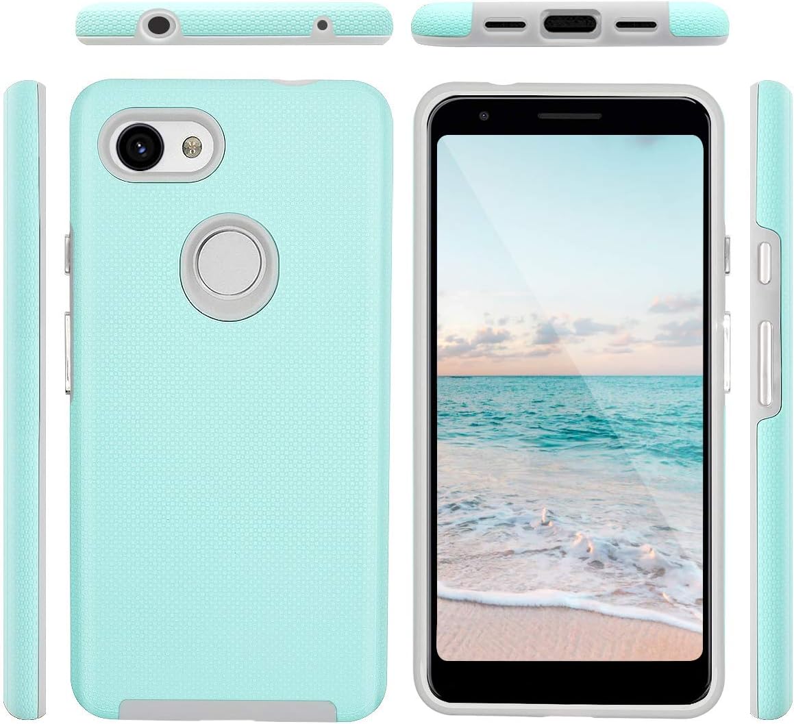 Fingic Google Pixel 3a Case, Pixel 3a Case, Dual Layer Hybrid Hard PC Soft TPU Shock Absorption Bumper Anti-Scratch Slim Protective Phone Case Cover for Google Pixel 3A 5.6 inch 2019, Mint Green
