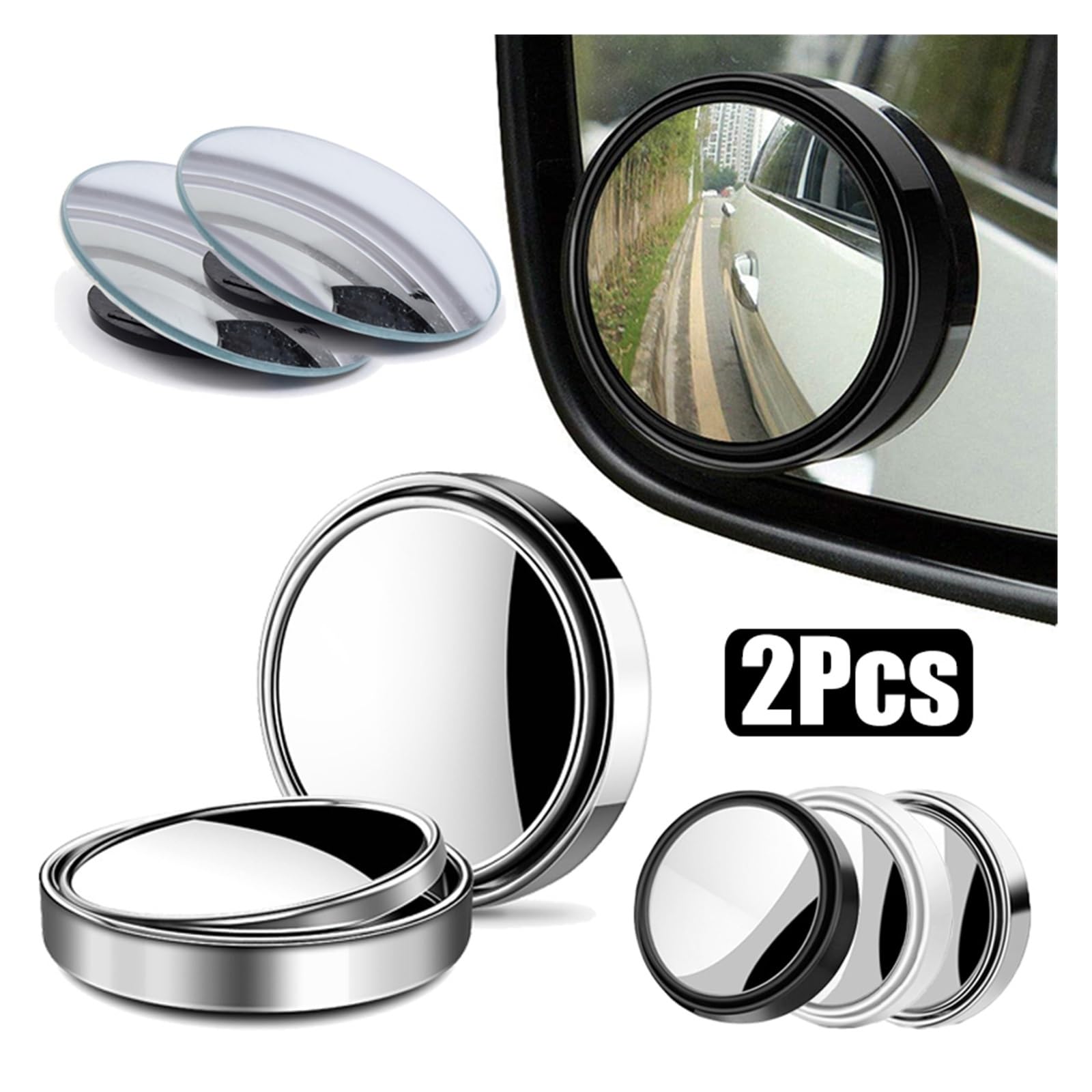 Garneck Specchio Punto Cieco Rotondo Auto Adesivo Regolabile