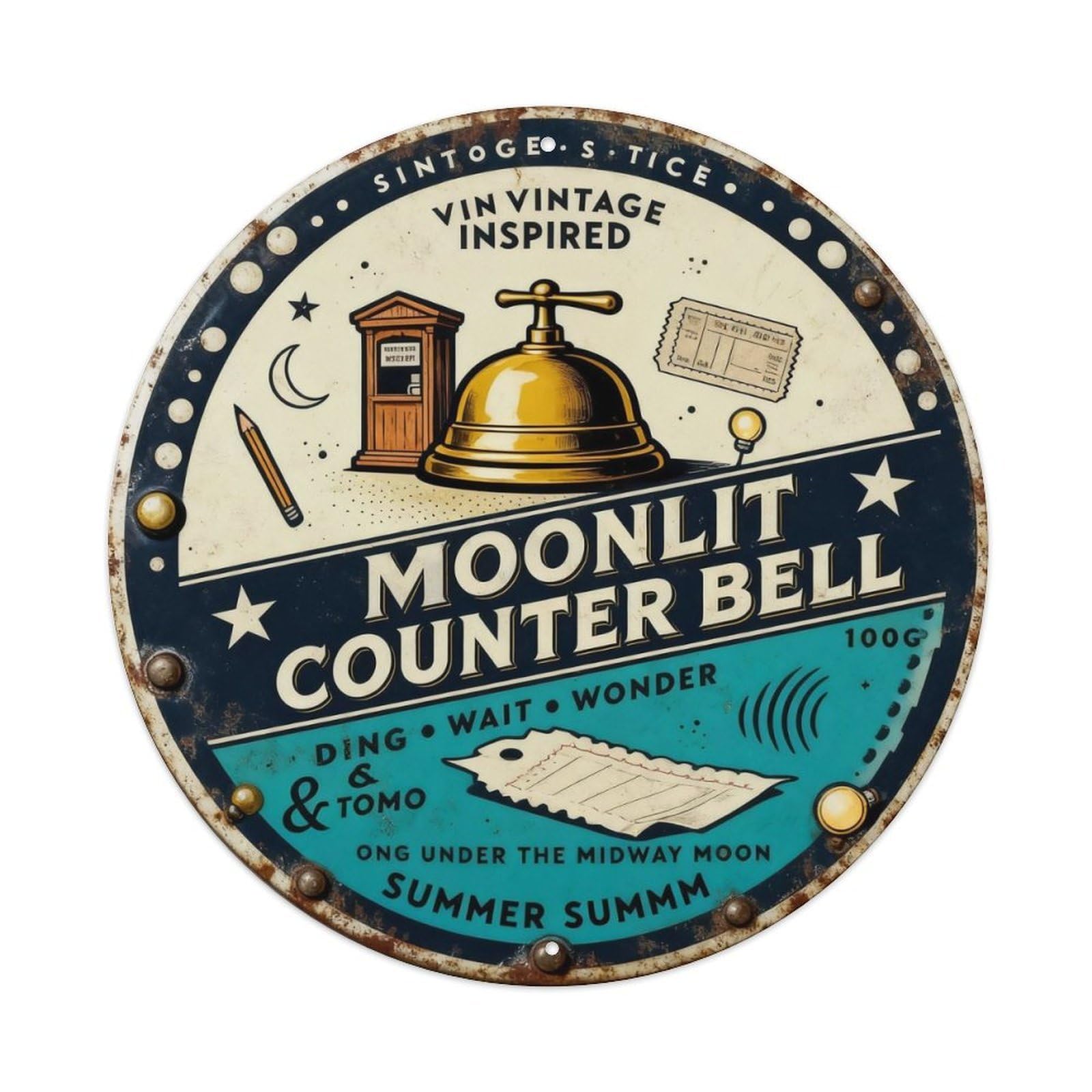 Moonlit Counter Bell Sign Metal Tin Sign Plaque