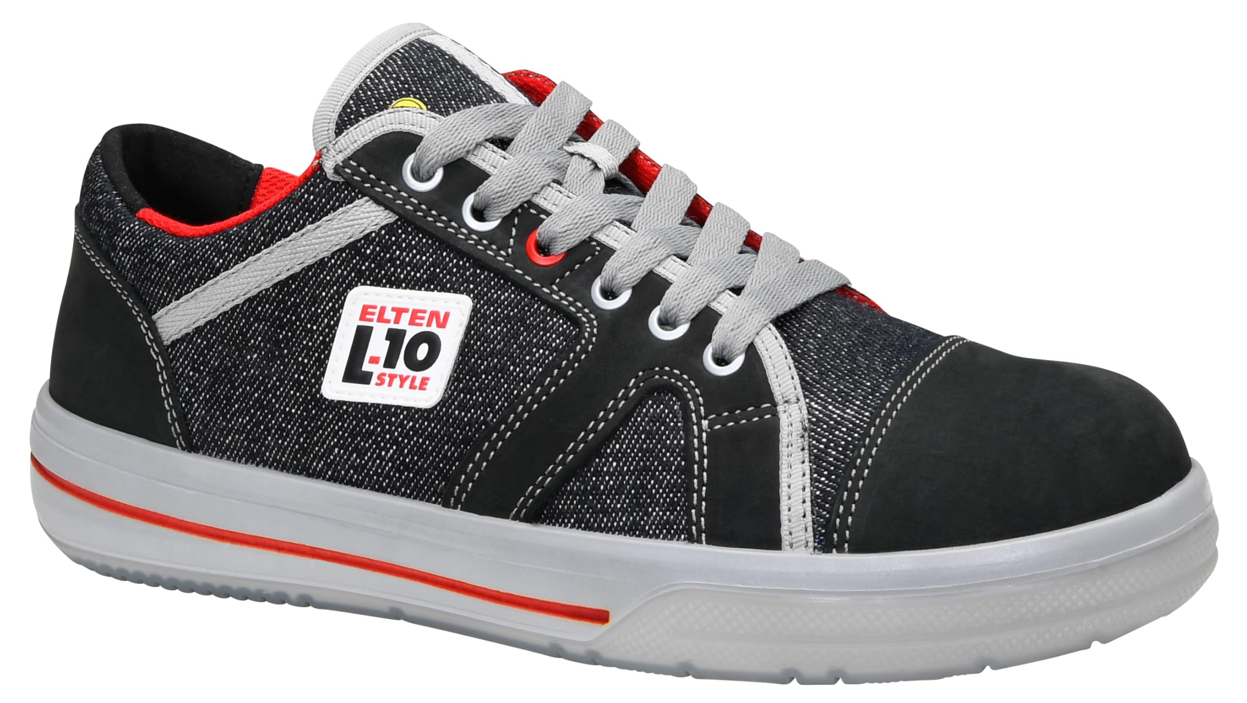 Elten 72106-41 Safety Shoes "Sensation Low" ESD S2, Size 7.5, Grey/White/Orange - EN safety certified