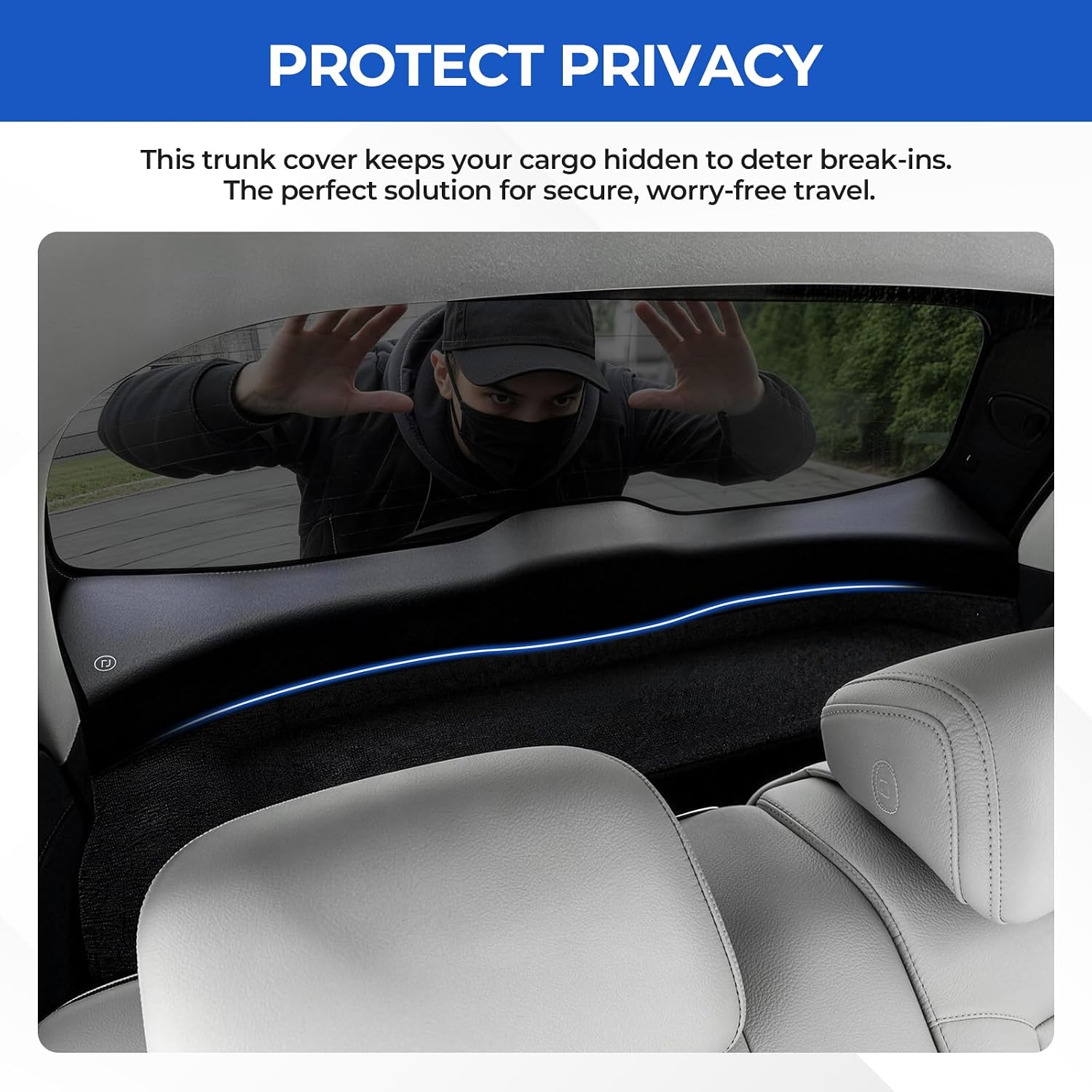 Autorder Cargo Cover for 2011-2019 Ford Fiesta Hatchback - Trunk Cover Cargo Cover Board Privacy Screen Rear Security Shade for Fiesta Accessories