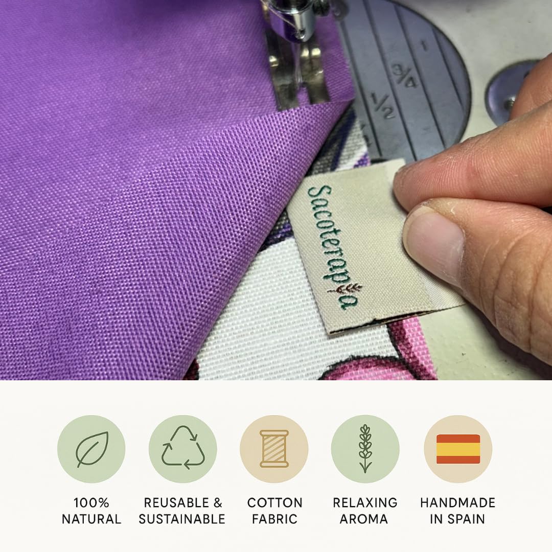 Bolsa de Semillas 30x15 cm para Microondas – Cojín Térmico Natural Calor o Frío – Alivia Dolores y Estrés – Romero, Lavanda y Trigo – SACOTERAPIA