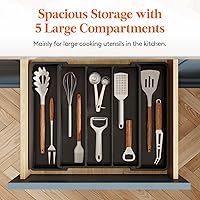 Vista 4 de Lifewit Utensil Organizer for Kitchen Drawers, Expandable Cooking Utensil Tray, Adjustable Cutlery Silverware Flatware Holder, Plastic Spatula Tools
