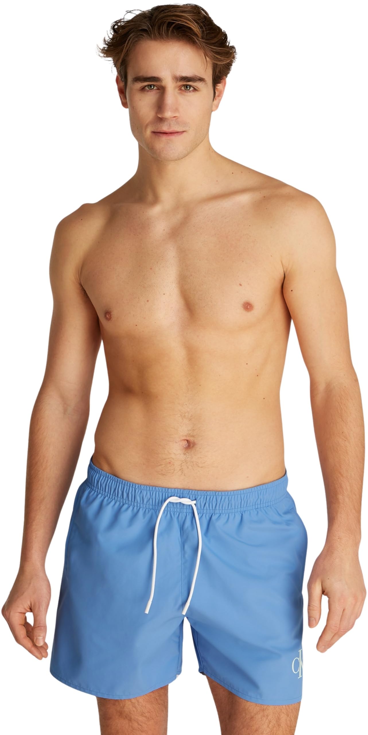 Calvin Klein Men’s Medium Drawstring Swim Shorts with Logo, Blue (Glacier 5534269), 6XL