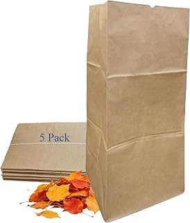 30 Gallon Self Standing Yard Waste Bags, Heavy Duty 2-Ply Paper Leaf Bags for Leaves, Grass & Twigs (5)
