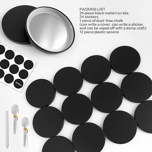 Miniatura 8 de Oui - Tapas para tarros de yogur, paquete de 12 tapas de metal negro para contenedor de yogur Yoplait, tapas para tarros de yogur oui con etiqueta