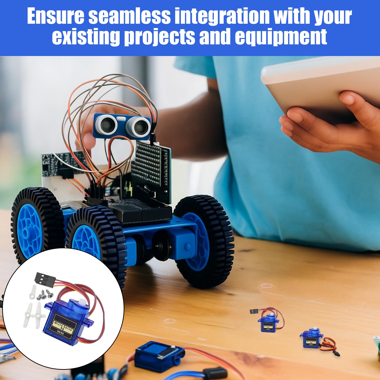 10 Pcs SG90 Servos,9G Micro Servos,Compatible with Arduino Projects and Raspberry Pi,for RC Robot Arm Helicopter Airplane Remote Contro (Blue) - Image 4