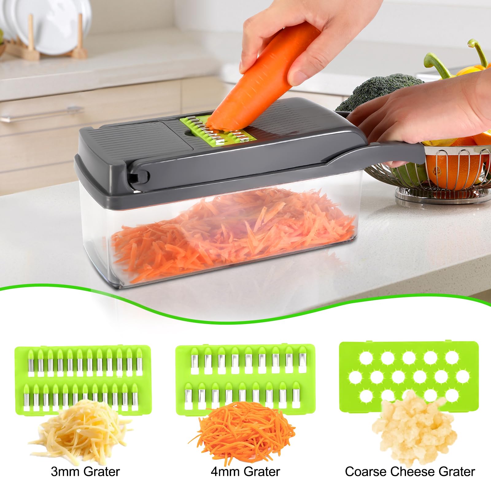 Tagliaverdure Multifunzione Manuale - Con 7 Lame, Per Affettare, Spiralizzare E Tritare