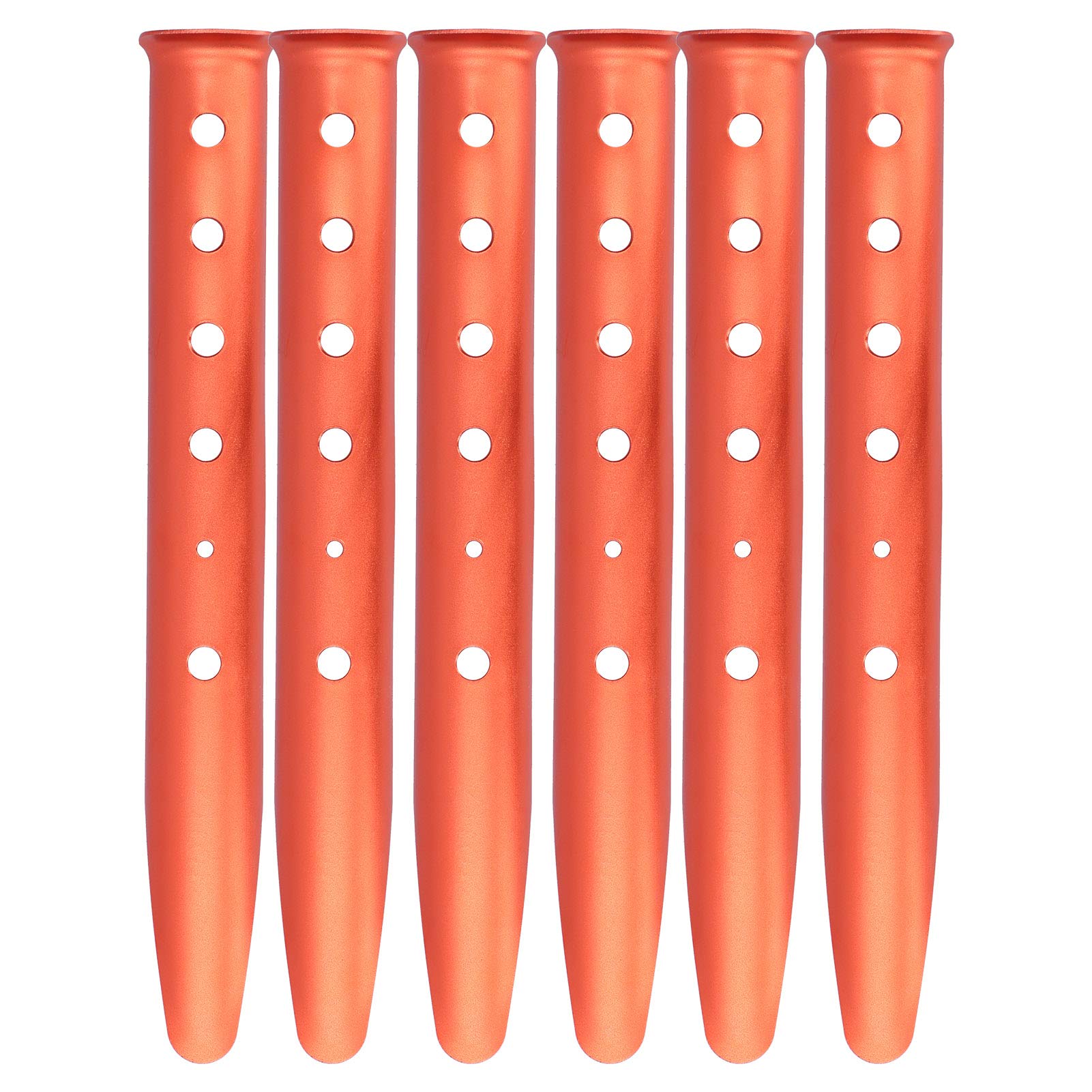 Folanda 6pcs Tent Stakes, U‑Shaped Heavy Duty Aluminum Tent Pegs, 12'' Ground Metal Lengthen Spikes for Outdoor Camping/Canopy/Hammocks/Backpacking, Beach Sand Peg Camping Stakes, Orange