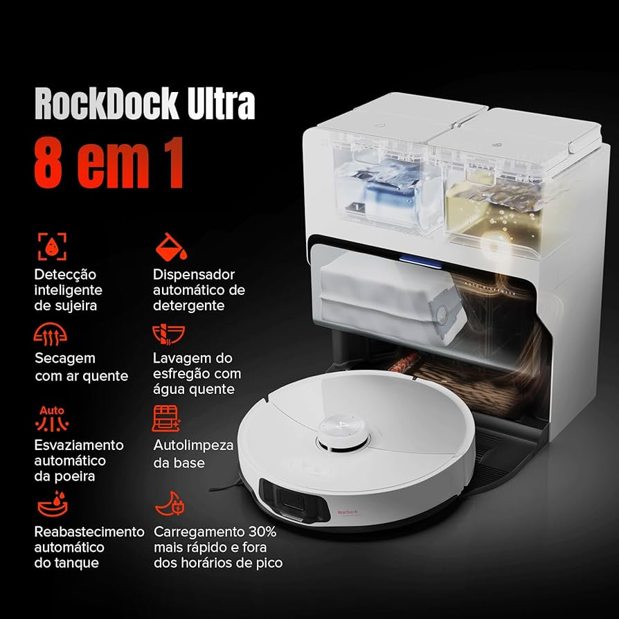 Robô aspirador/passa pano sônico Roborock S8 MaxV Ultra, sucção Robô aspirador/passa pano sônico Roborock S8 MaxV Ultra, sucção