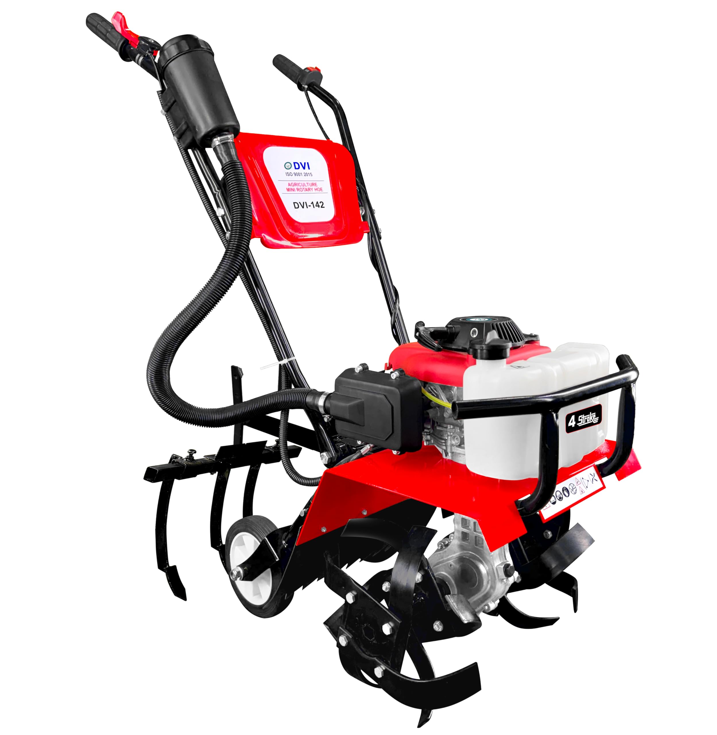 DVI 142CC Tiller with 4 Stroke High Power Petrol Engine | for Working in Every Type of Soil | Suitable for Farm & Agriculture Weeding in All Type of Crops. (with Cultivator Attachment)-image-44