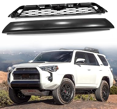 Front Bumper Grille Fit for 2014-2019 4Runner SR5 TRD Off-Road TRD Pro Black Unpainted Upper Mesh Grill Assembly Replacement Not Fit Limited