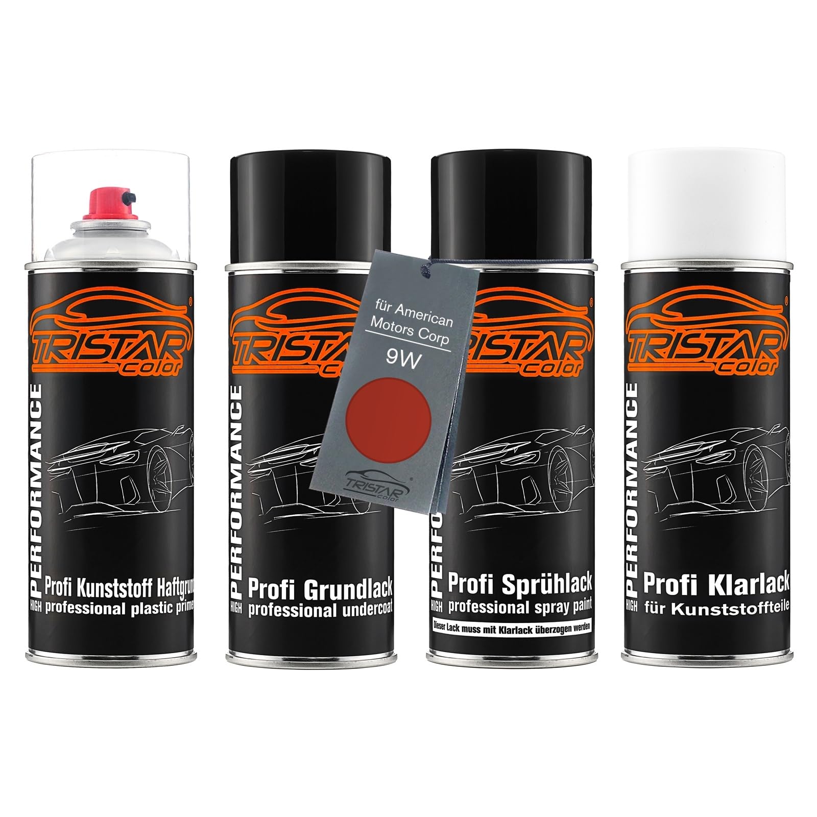 TRISTARcolor Zestaw w sprayu Lakier samochodowy do zderzaka z tworzywa sztucznego dla American Motors Corp 9W Mandarin Orange