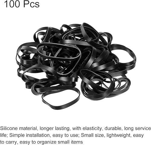 Vista 43 de PATIKIL Bandas de goma de silicona, 100 unidades, antideslizantes, 5/8 pulgadas, color negro plano, para envolver cables, envolturas de bolsas, arte