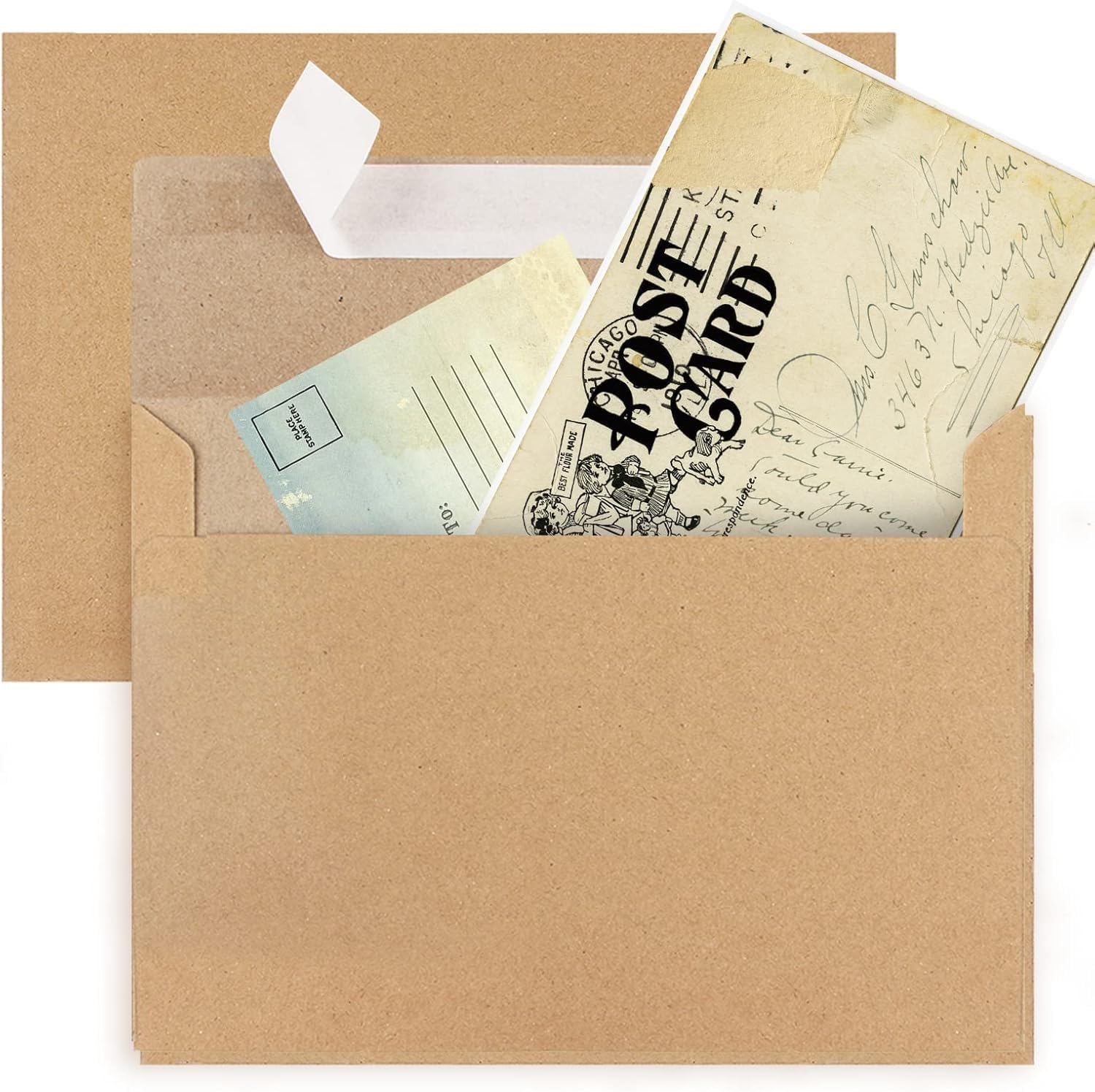 Paquete de 100 sobres de papel kraft, sobres A7, sobres de 5 x 7 para invitaciones, bodas, baby shower, sobres de papel kraft marrón para personalizar tarjetas de regalo, fiesta de cumpleaños