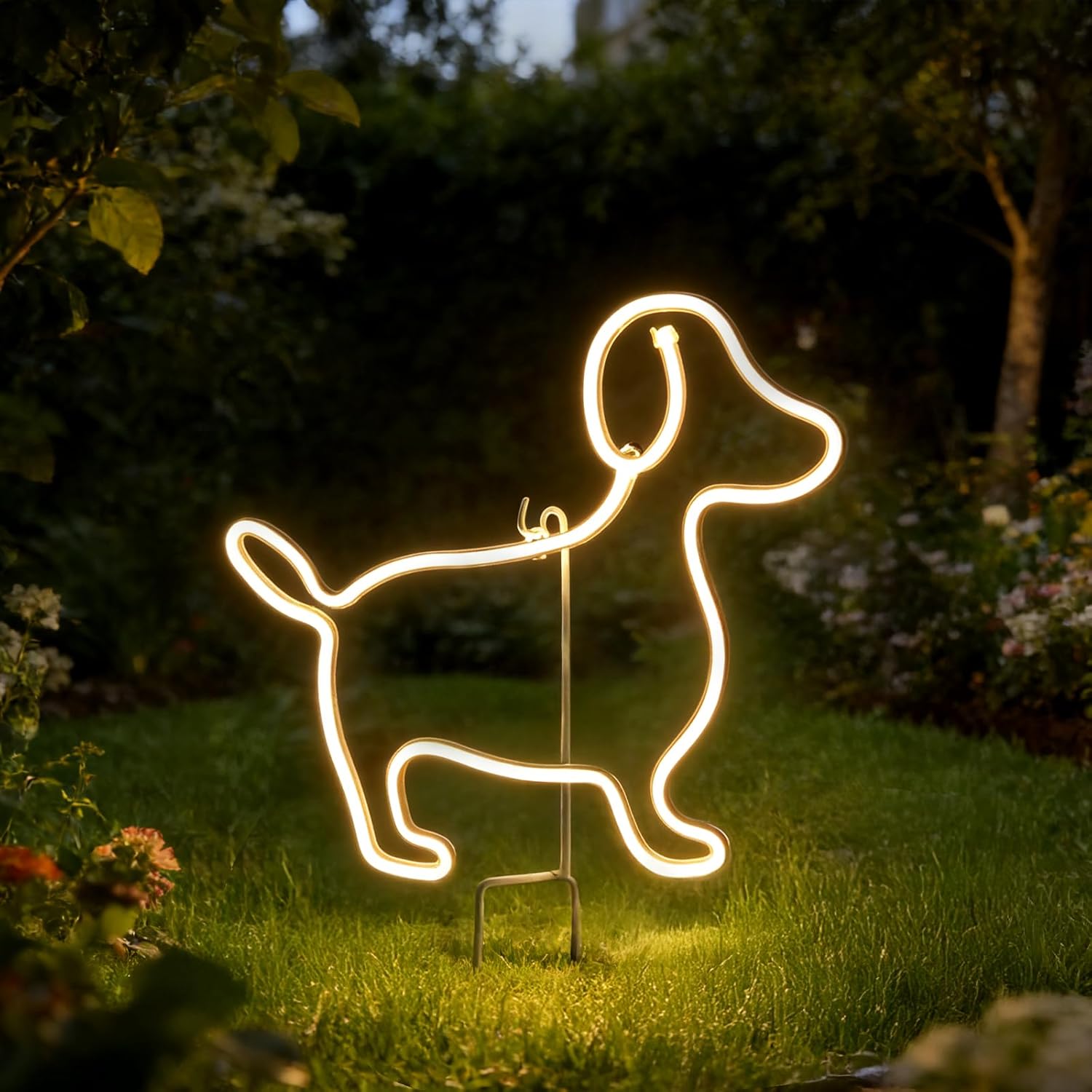 Wallsky Dachshund 16"H Dog Neon Sign, LED Lights with Dachshund Design, Decorative Neon Led Strip Lights, Plug Powered LED Neon Light for Home, Bedroom, Patio, Yard, Garden and Party Decor