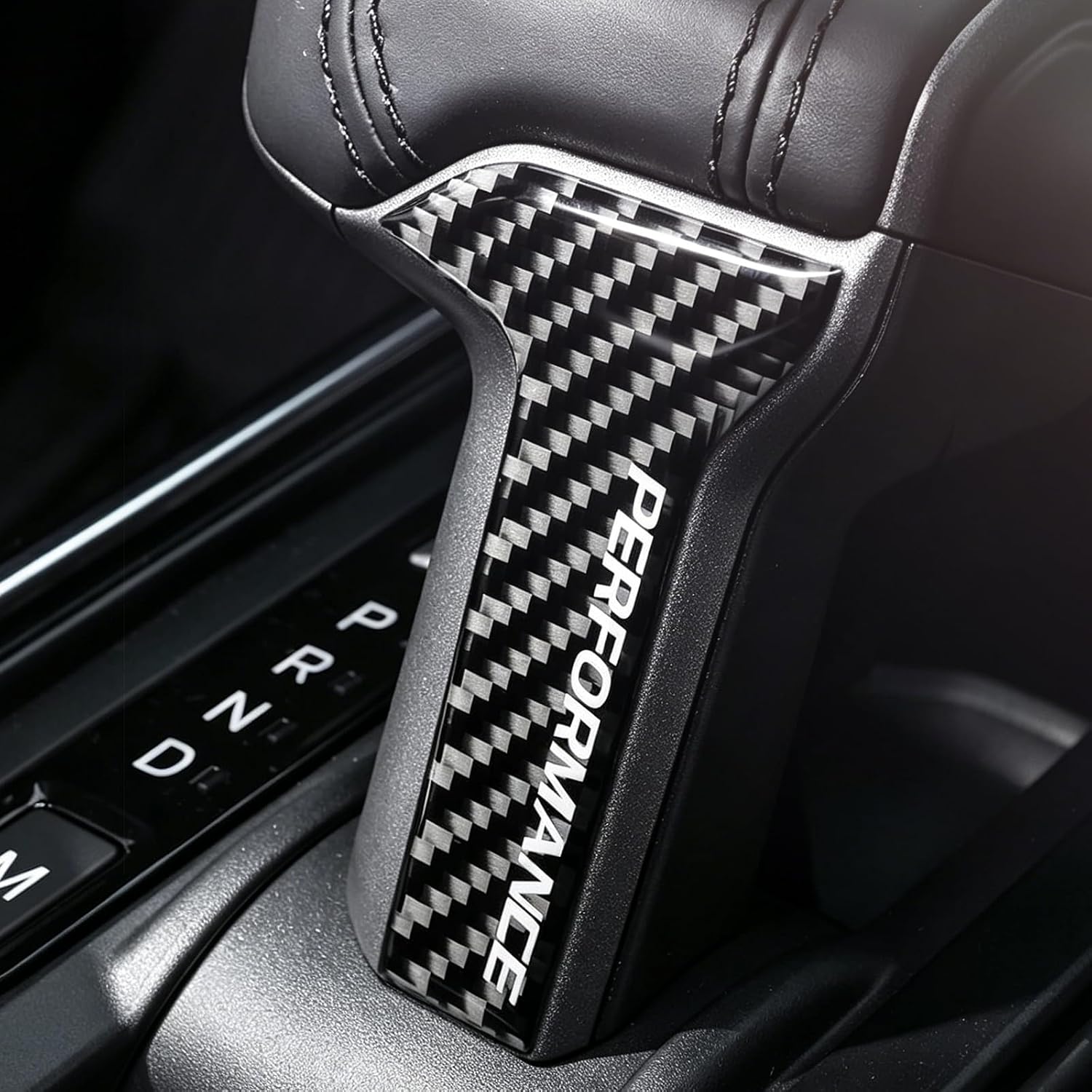 BETTERHUMZ Car Gear Shifter Sticker for Ford F150 2021 2022 2023 2024 2025 Carbon Fiber Interior Accessories (Black)