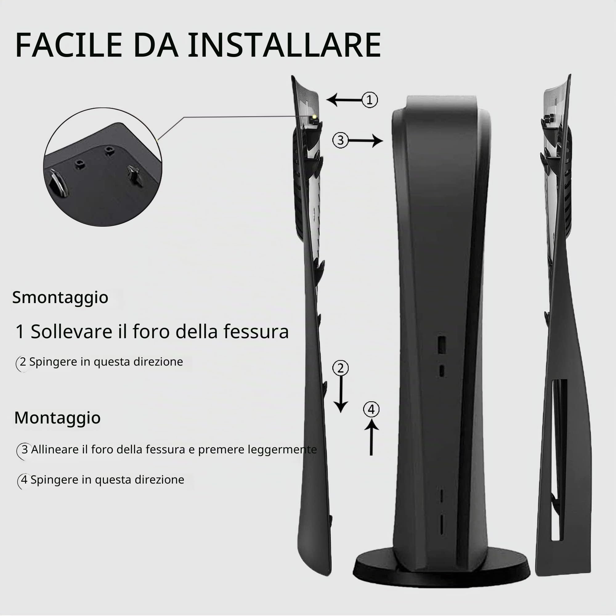 Placche frontale con sfogo di raffreddamento Copertura della console per Disc Edition laterale di ricambio Accessori per coperture Custodia rigida antigraffio e antipolvere nera