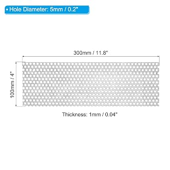 PATIKIL 11.8 x 4 304 Stainless Steel Perforated Sheet, 0.2 Hole 19GA Expanded Metal Mesh Plate Screen Decorative Meshes for Ventilation Grill Smoking
