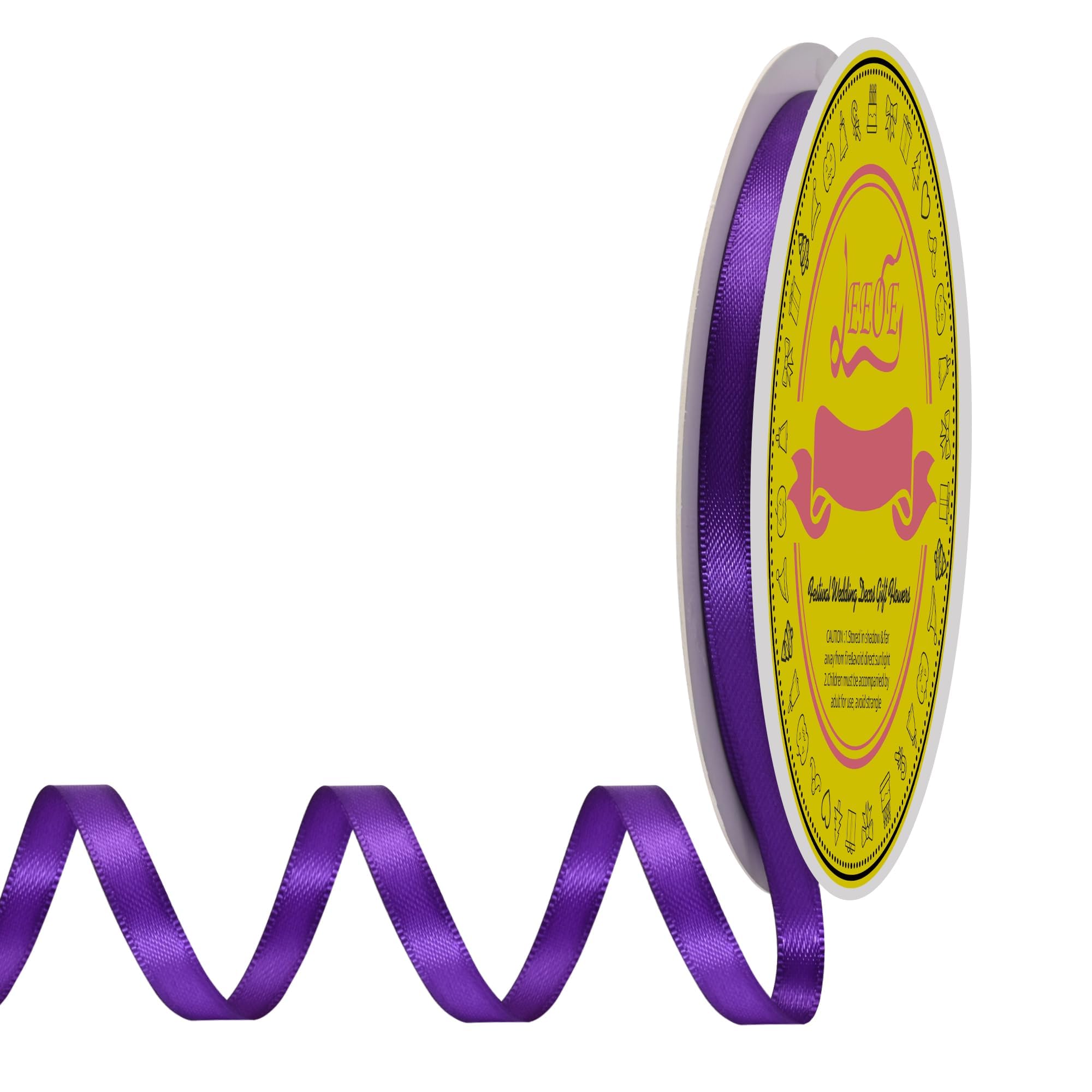 Double Face Purple Satin Ribbon 1/4 inch X 50 Yards Polyester Purple Ribbon for Gift Wrapping Very Suitable for Weddings Party Hair Bow Invitation Decorations and More