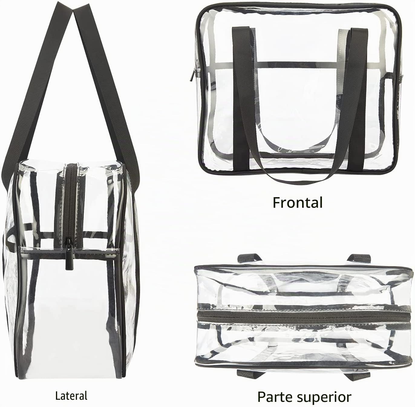 Bolsa Tote Transparente Aprobada para el Estadio, Bolsa de Aseo, Correa para el Hombro, Impermeable para Mujer y Hombre