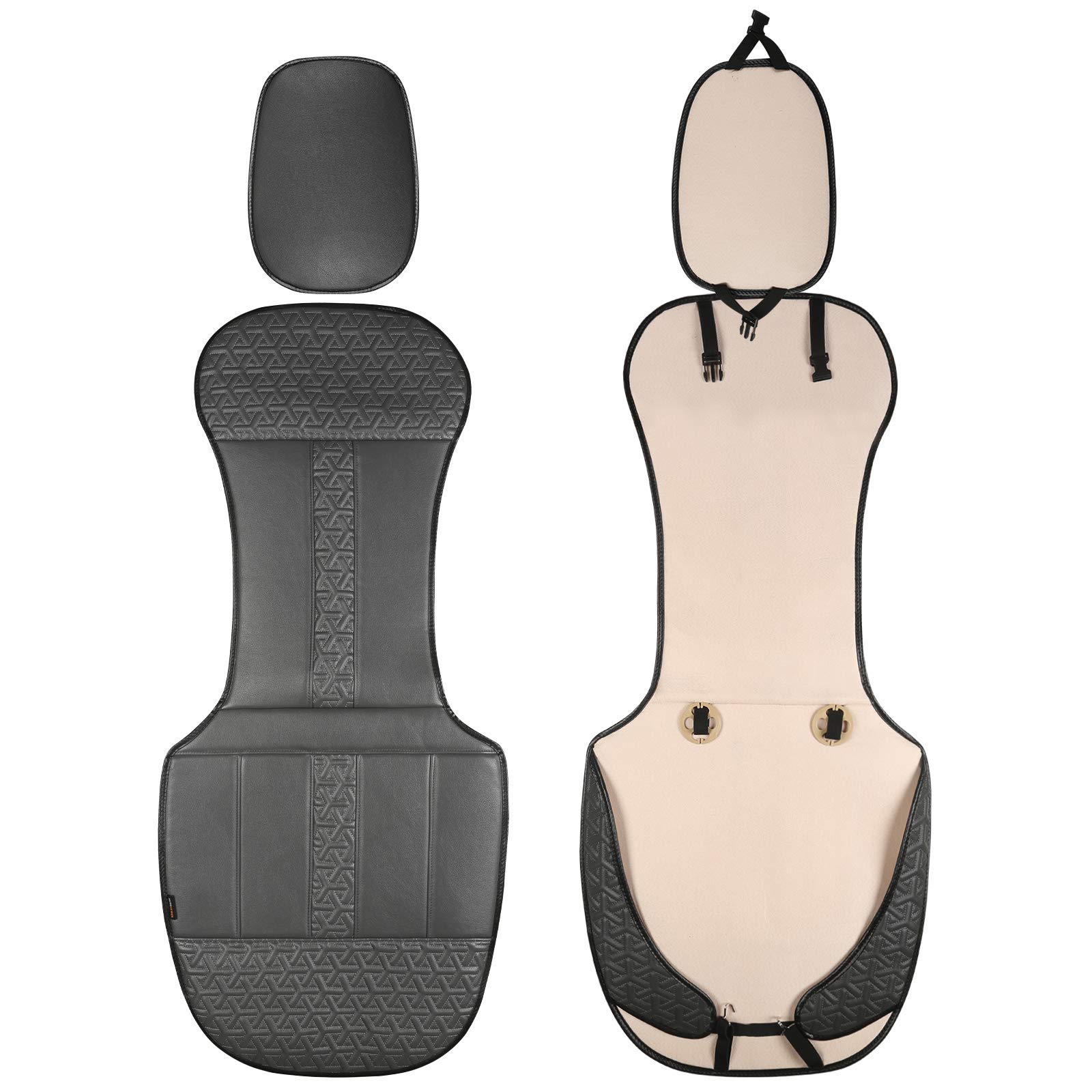 Auto Newer Leather PU Car Seat Cover, Luxury Universal Front Car Seat Cushion, Full Wrapped Edge Waterproof Car Seat Protectors, Universal Fit for 95% Cars,SUV,Trucks(2PCS,Grey)