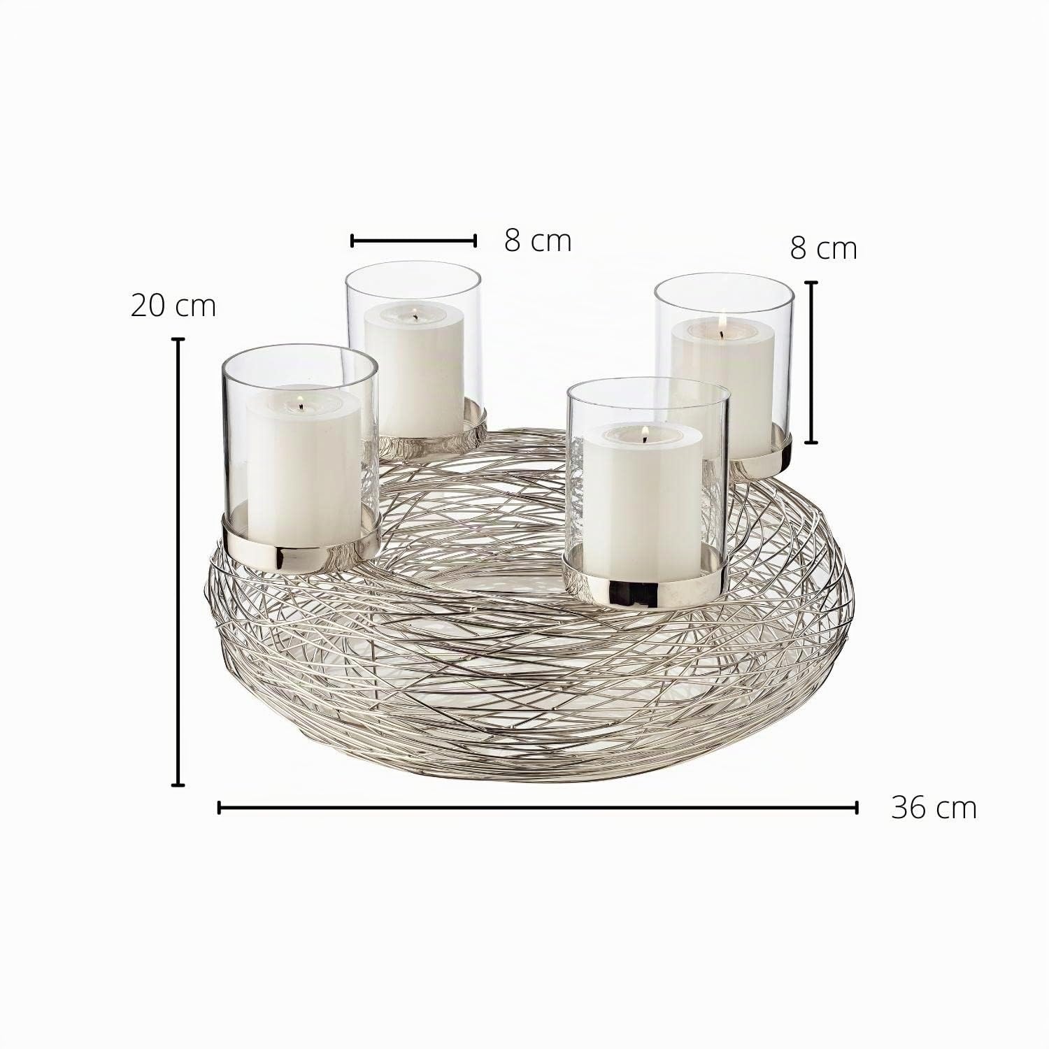 EDZARD Adventskranz RIMINI Edelstahl vernickelt Ø 36 cm