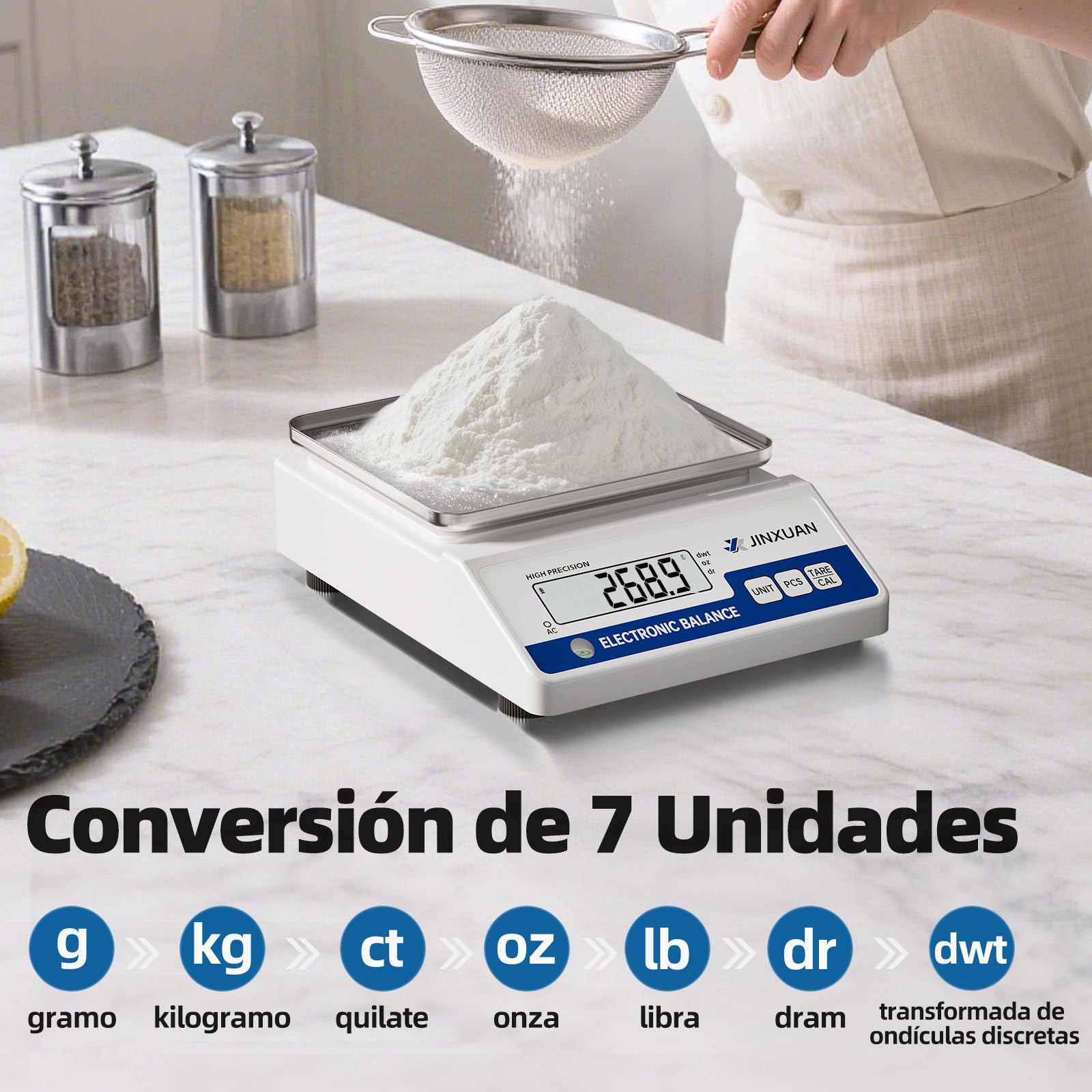 Báscula digital de laboratorio, 1000 g x 0,01 g, con una precisión de 0,01 gramos