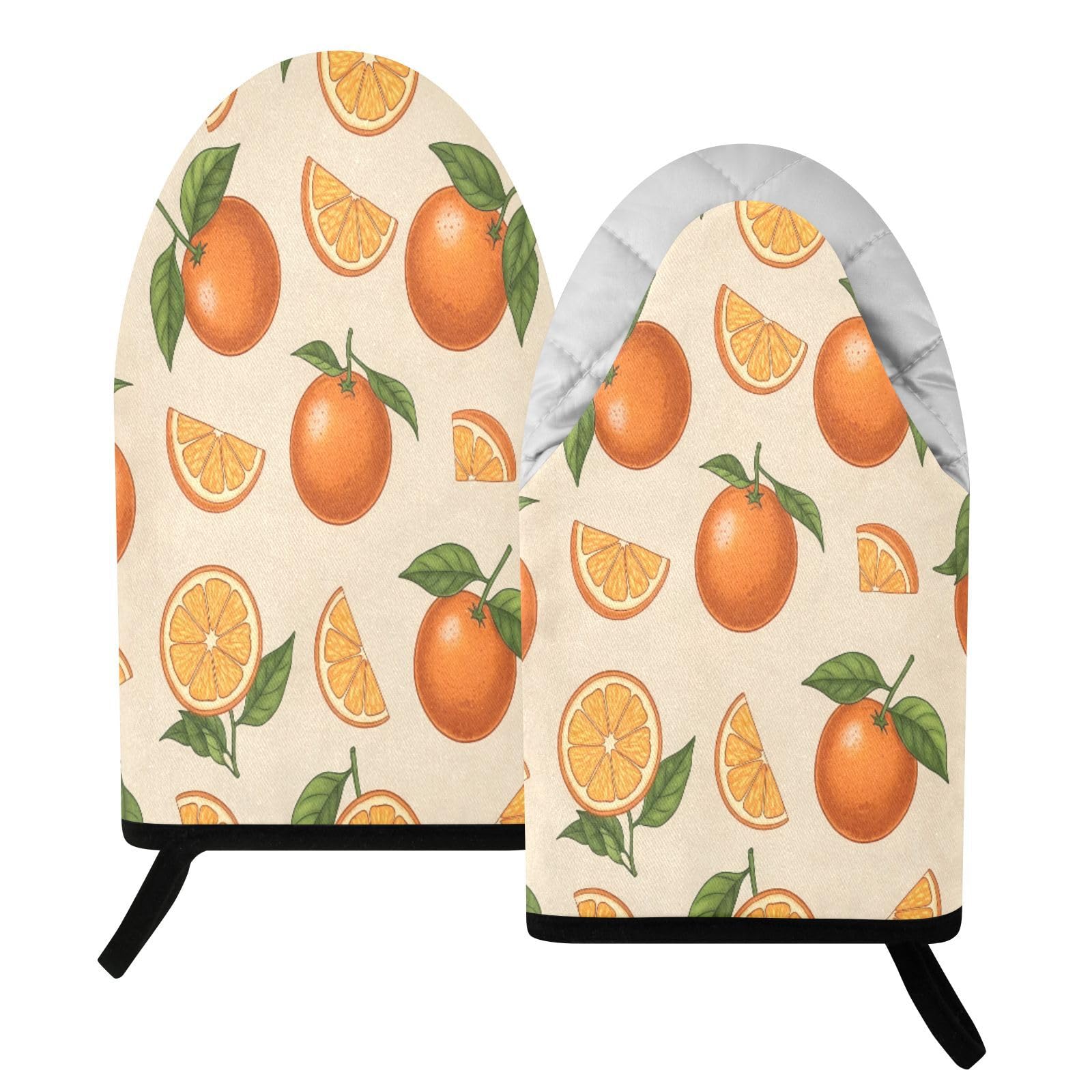 BURSTDDY Oranges and Citrus Oven Mitt,Heat Resistant Kitchen Mitts for Cooking