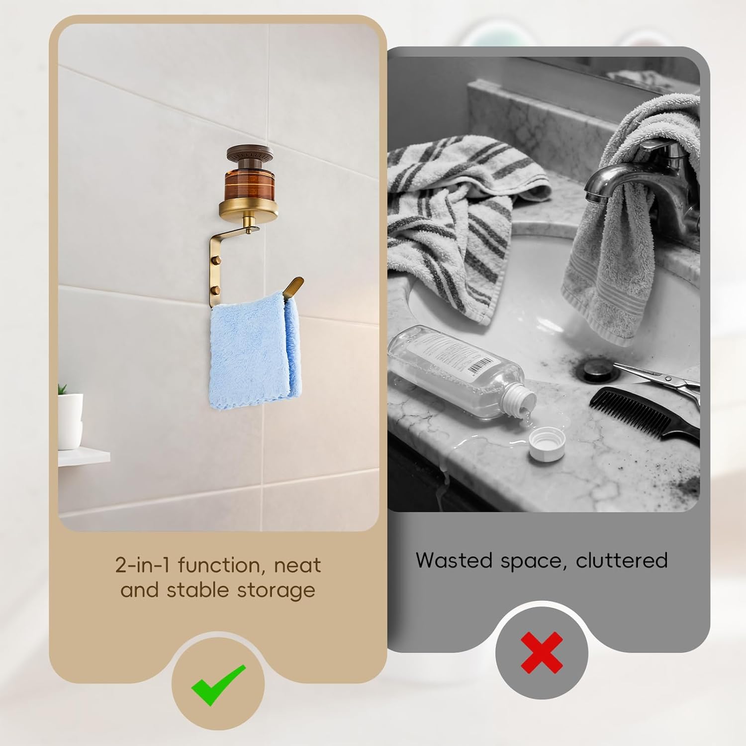 Hand Towel Holder for Bathroom with Vintage Wall Mounted Candle Holder Wall Mounted Towel Hook with Cut Candle Holder for Bathroom Decor and Accessories Antique Style YIGUANXIN