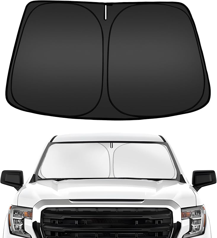 ARISMOTOR Windshield Sun Shade for Chevy Silverado/GMC Sierra 1500 2500 3500 2019-2025 2026, Custom Fit Foldable Front Window Sunshade Sun Visor Protector, Block UV Rays Keep Your Car Cooler