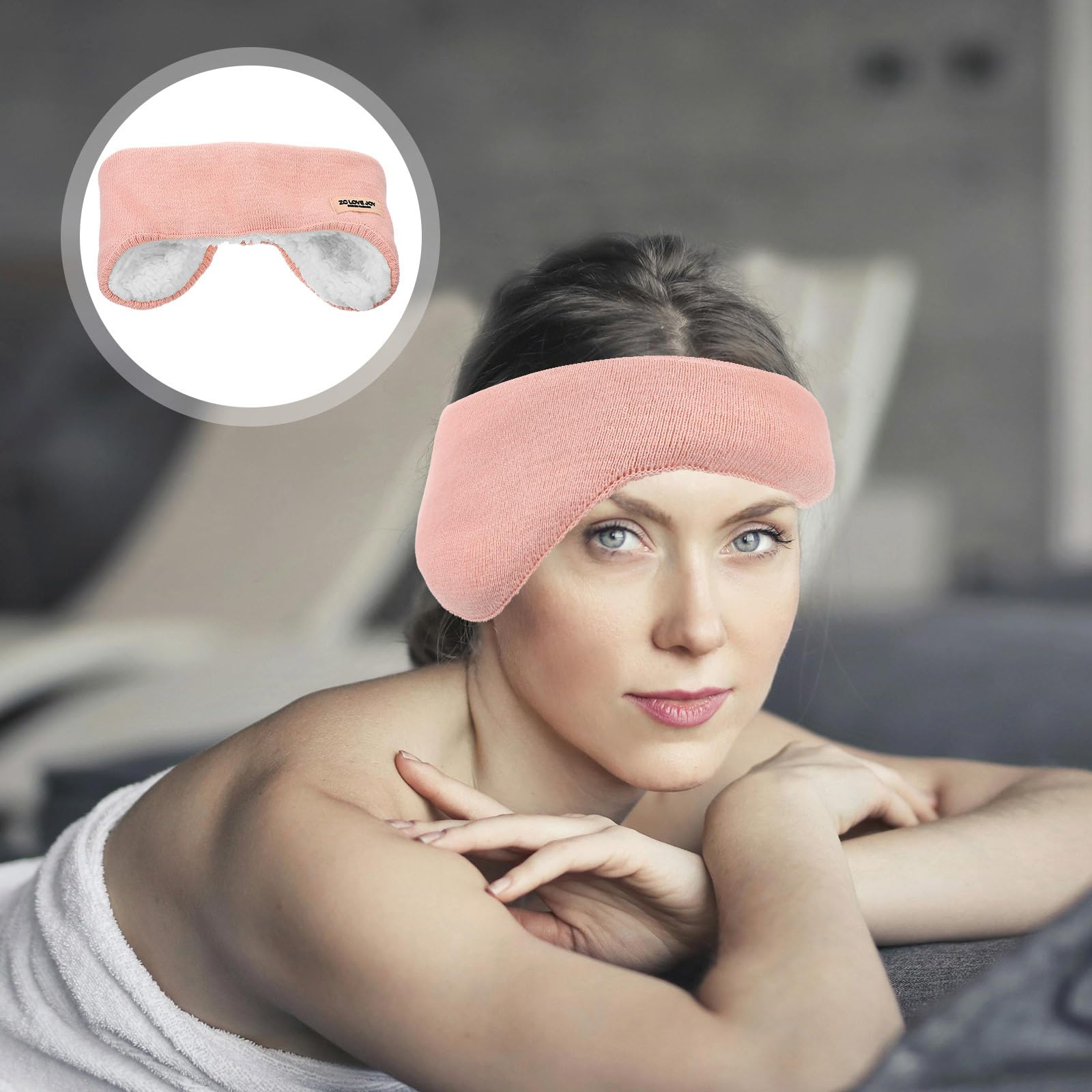 Healeved Noise Cancelling Sleep Ear Muffs for Bed Soft Fleece Ear Covers Comfortable Elastic Headband for Travel Study and Sleep 9.8X4.3X0.8 Inches - Image 4