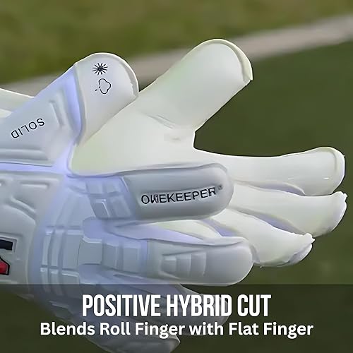 Miniatura 6 de ONEKEEPER Guantes de portero de nivel profesional sólido blanco o negro para niños, jóvenes y adultos, guantes de portero de fútbol GK Látex de