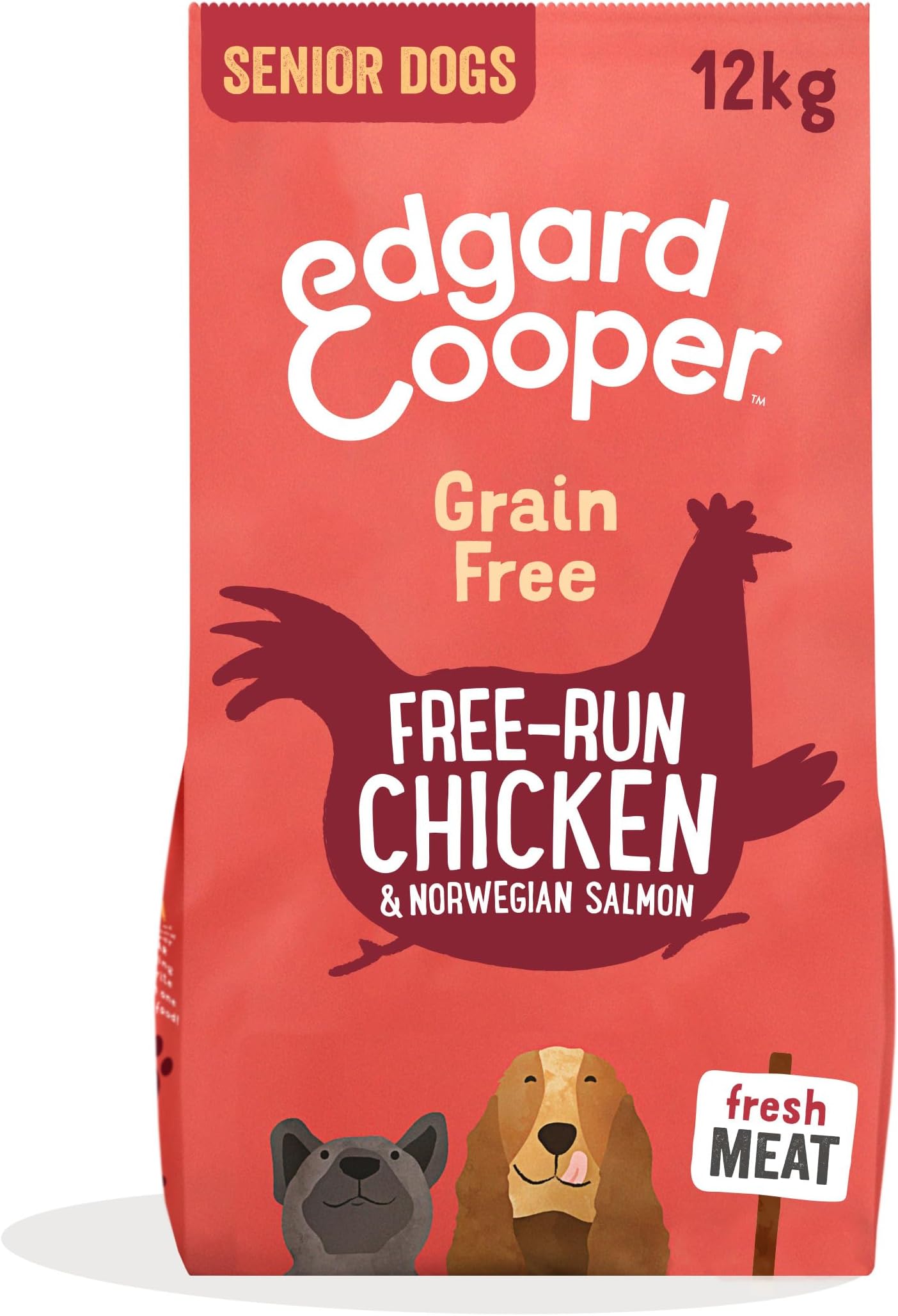 Edgard & Cooper Grain Free Dry Dog Food For Large Breed Senior Dogs (12kg), Fresh Chicken & Salmon, Glucosamine For Aging Joints, With Broccoli, Rosehip And Turmeric, Never Meat Meal