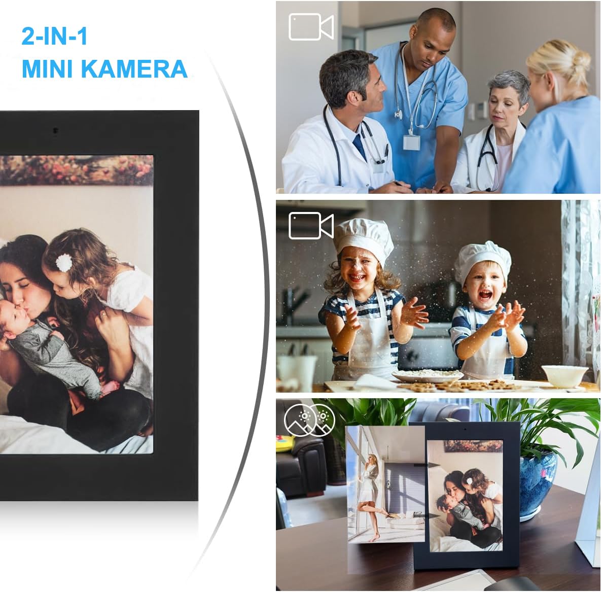 Mini Überwachungskamera Fotorahmen,1080P Mini Sicherheitskamera mit Bewegungserkennung/Schleifenaufzeichnung,Video Überwachungskamera für Zuhause Büro,Ohne WLAN