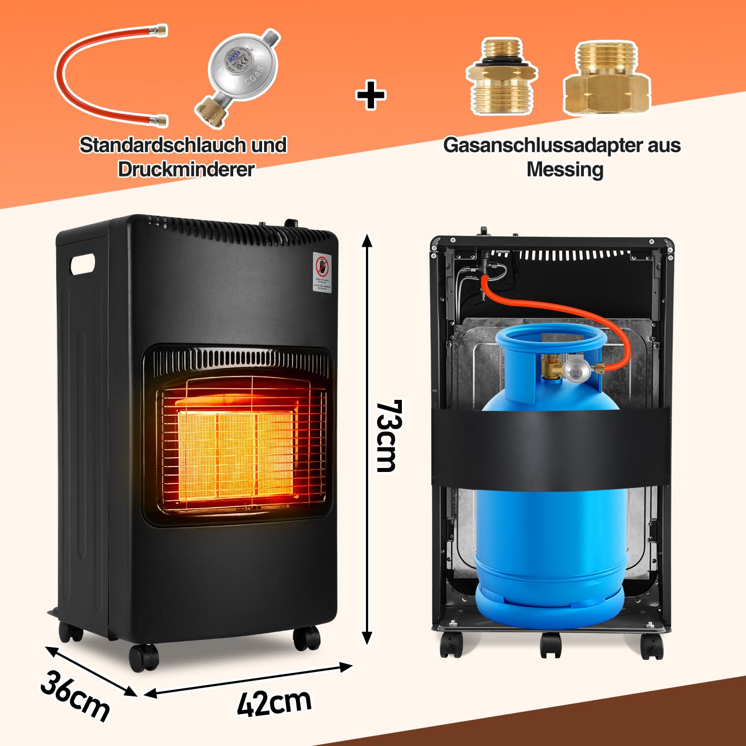 Grzejnik gazowy 4200 W, na podczerwień, 3 stopnie ogrzewania