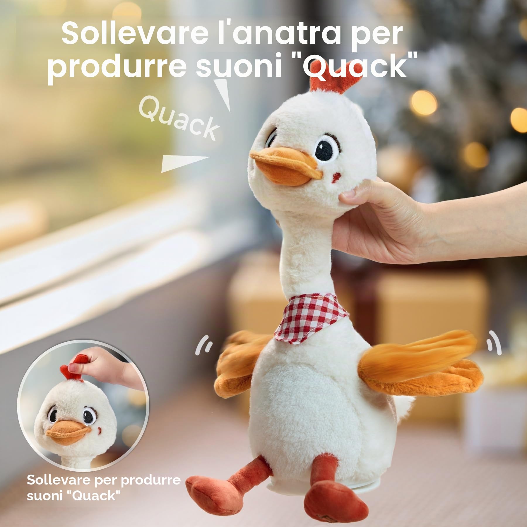 TUMAMA Giocattoli Anatra Che Balla e Ripete, Peluche Interattivo Parlante Ballerino, 6 Musica, Ballo Regali 3 4 6 Anni